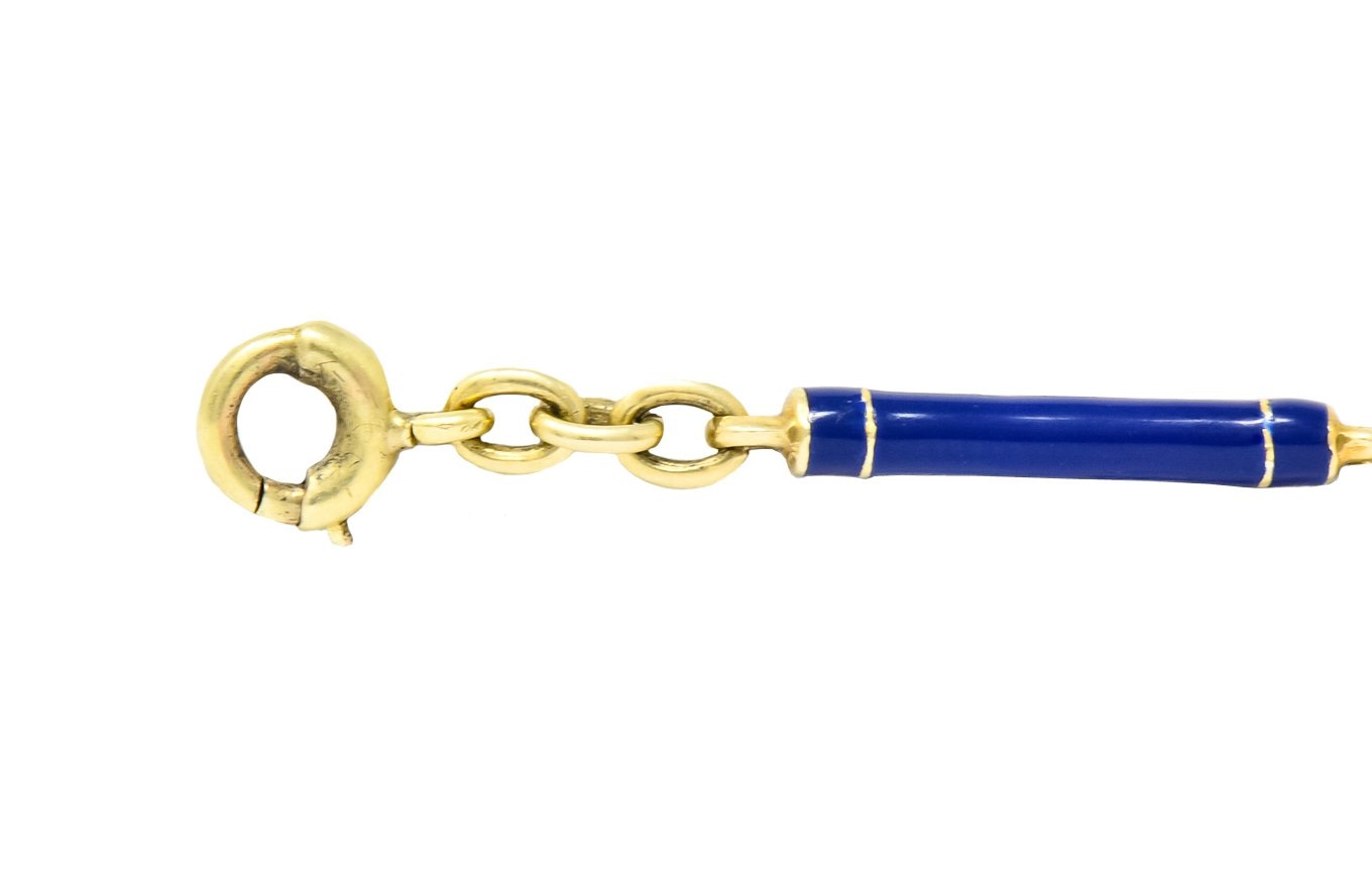 Victorian Blue Enamel 14 Karat Gold Link Bracelet - Wilson's Estate Jewelry