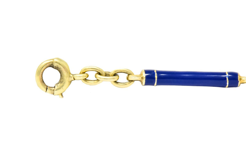 Victorian Blue Enamel 14 Karat Gold Link Bracelet - Wilson's Estate Jewelry