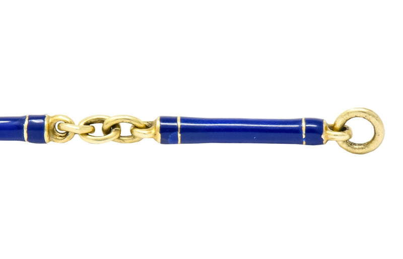 Victorian Blue Enamel 14 Karat Gold Link Bracelet - Wilson's Estate Jewelry