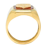 Victorian Carnelian 18 Karat Gold Signet Shield Crest Unisex Ring - Wilson's Estate Jewelry