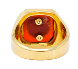 Victorian Carnelian 18 Karat Gold Signet Shield Crest Unisex Ring - Wilson's Estate Jewelry