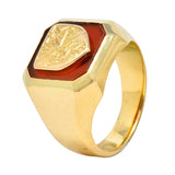 Victorian Carnelian 18 Karat Gold Signet Shield Crest Unisex Ring - Wilson's Estate Jewelry