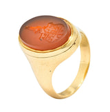 Victorian Carnelian Intaglio 14 Karat Gold Unisex Locket Ring - Wilson's Estate Jewelry