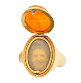 Victorian Carnelian Intaglio 14 Karat Gold Unisex Locket Ring - Wilson's Estate Jewelry