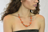 Victorian Carved Butterfly & Scarab Coral 14 Karat Gold Necklace - Wilson's Estate Jewelry