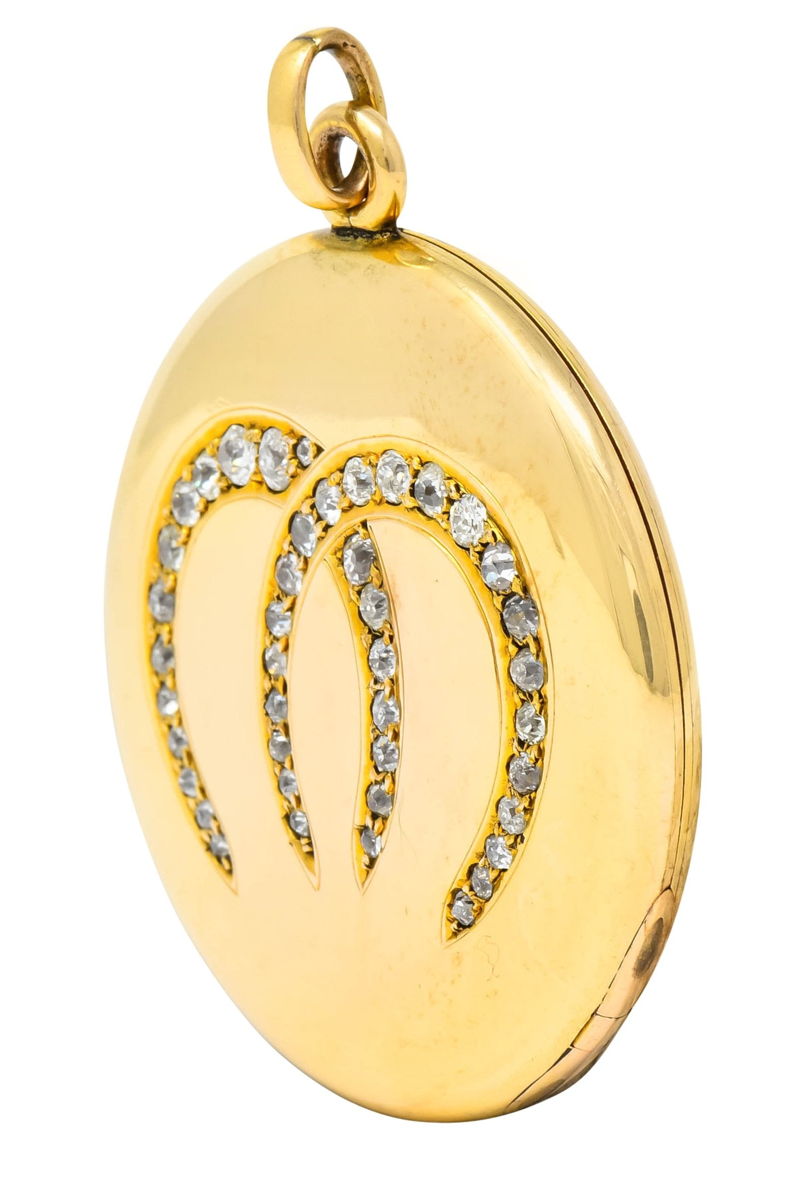 Victorian Diamond 14 Karat Gold Double Horseshoe Locket Pendant Circa 1880 - Wilson's Estate Jewelry