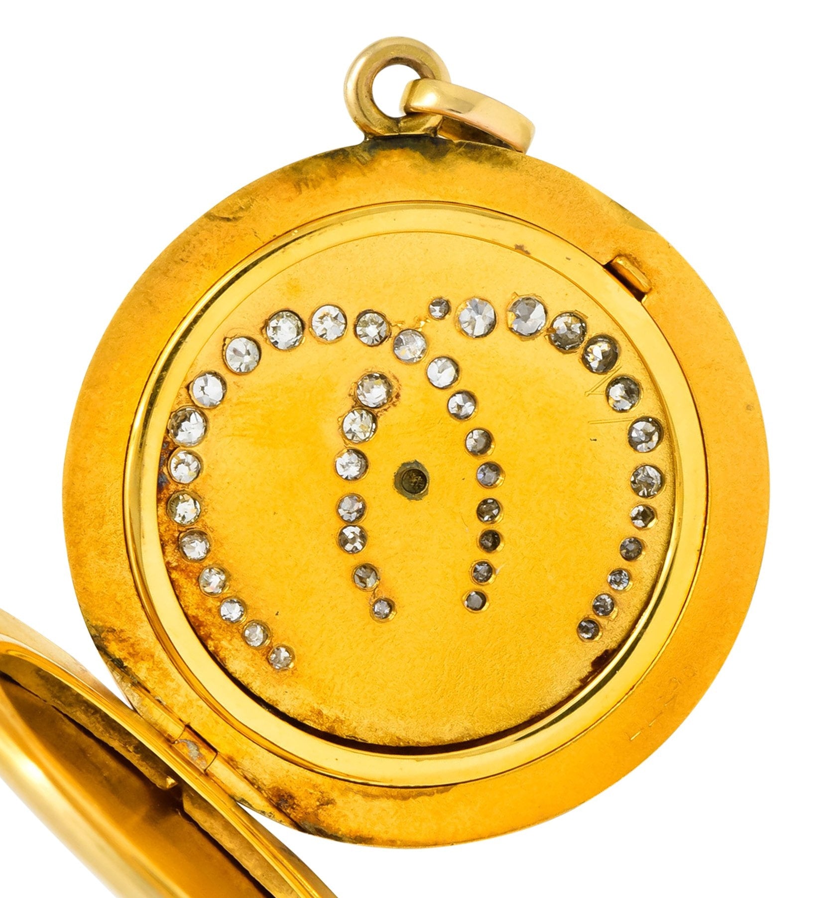 Victorian Diamond 14 Karat Gold Double Horseshoe Locket Pendant Circa 1880 - Wilson's Estate Jewelry