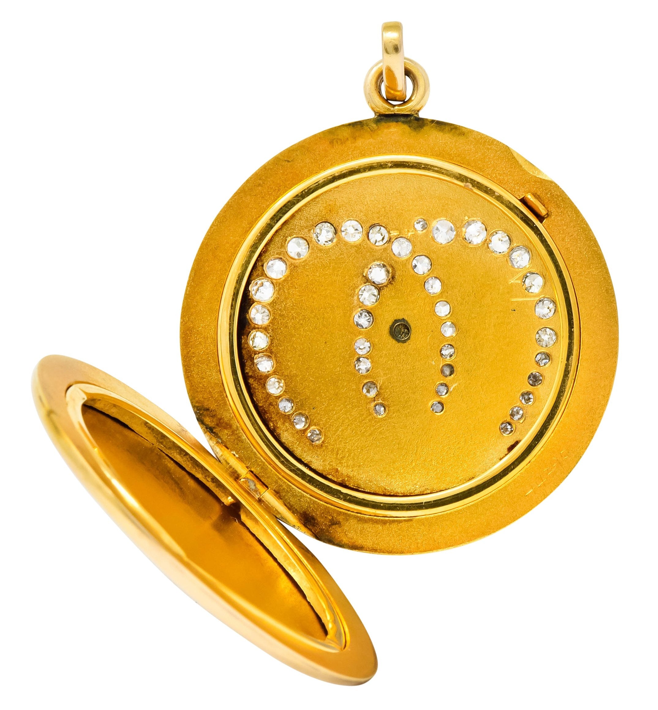 Victorian Diamond 14 Karat Gold Double Horseshoe Locket Pendant Circa 1880 - Wilson's Estate Jewelry