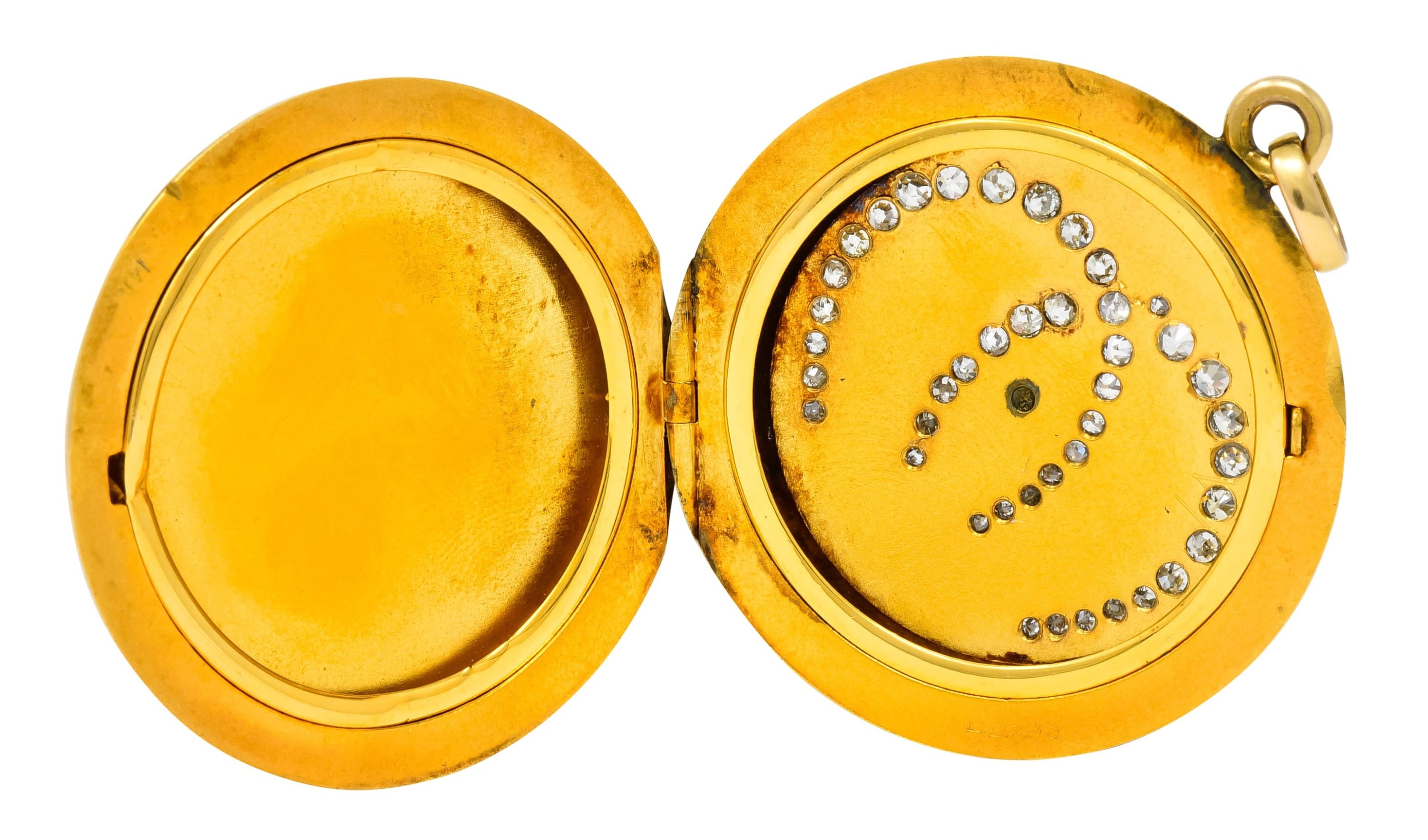Victorian Diamond 14 Karat Gold Double Horseshoe Locket Pendant Circa 1880 - Wilson's Estate Jewelry