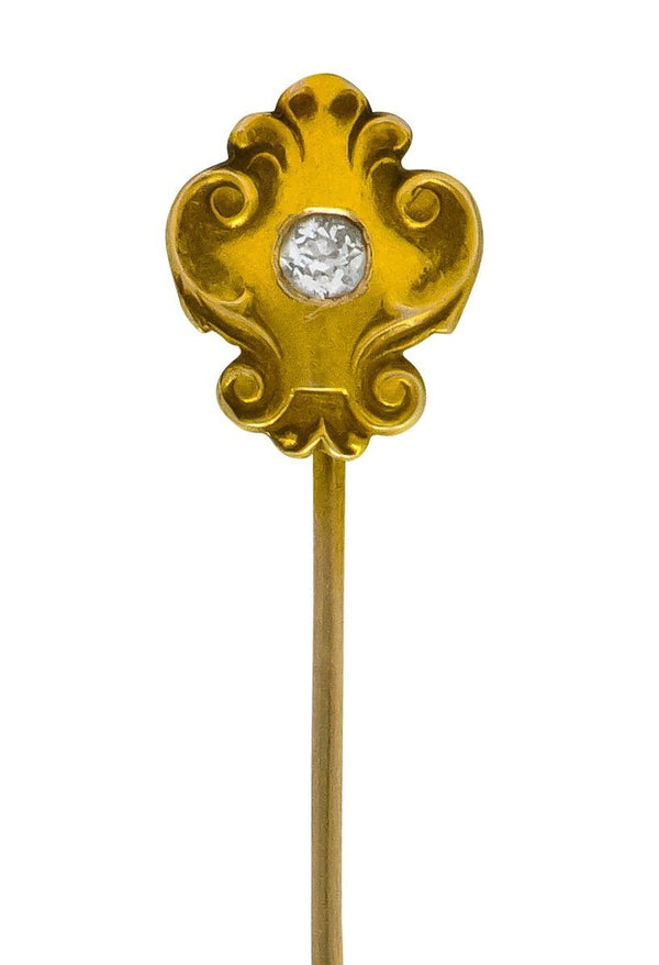 Victorian Diamond 14 Karat Gold Scrolling Stickpin - Wilson's Estate Jewelry