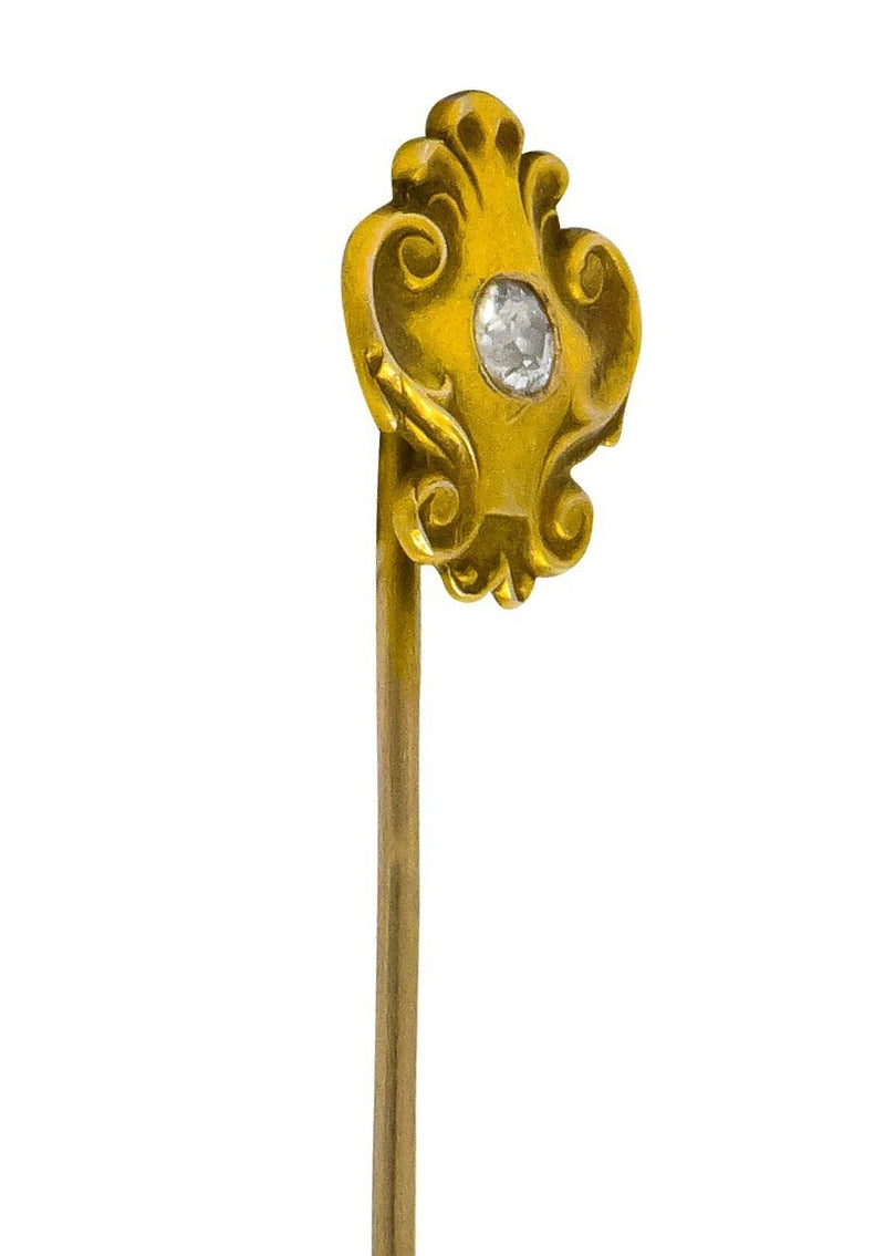 Victorian Diamond 14 Karat Gold Scrolling Stickpin - Wilson's Estate Jewelry