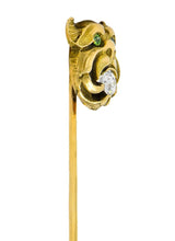 Victorian Diamond Demantoid Garnet 14 Karat Gargoyle Stickpin - Wilson's Estate Jewelry