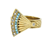 Victorian Diamond Turquoise 14 Karat Gold Fan Band Ring Wilson's Estate Jewelry