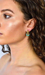 Victorian Diamond Turquoise 18 Karat Gold Drop Earrings - Wilson's Estate Jewelry