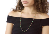 Victorian Emerald Sapphire Ruby 14 Karat Gold 27 Inch Station Necklace Wilson's Estate Jewelry