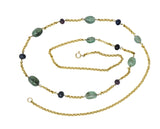 Victorian Emerald Sapphire Ruby 14 Karat Gold 27 Inch Station Necklace Wilson's Estate Jewelry