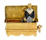 Victorian Enamel 14 Karat Gold Cheeky Figure In Hope Chest Charm - Wilson's Estate Jewelry