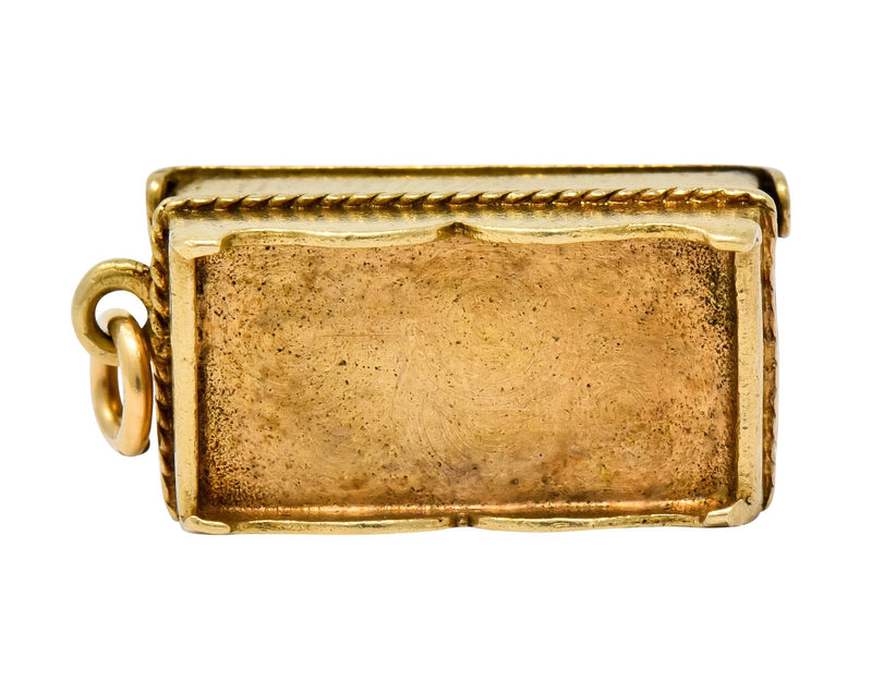 Victorian Enamel 14 Karat Gold Cheeky Figure In Hope Chest Charm - Wilson's Estate Jewelry