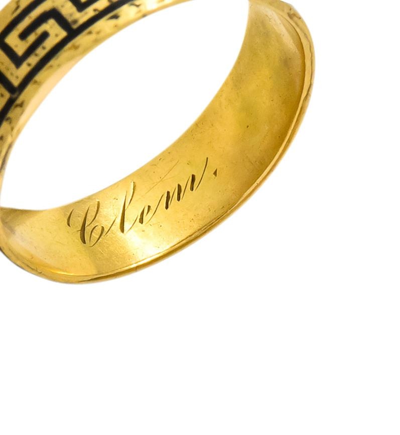 Victorian Enamel 14 Karat Gold Greek Key Band Ring - Wilson's Estate Jewelry