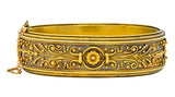 Victorian Etruscan Revival 14 Karat Gold Floral Bangle Bracelet Circa 1870 - Wilson's Estate Jewelry