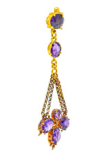 Victorian Etruscan Revival 4.52 CTW Amethyst 18 Karat Gold Chandelier Earrings Circa 1870's - Wilson's Estate Jewelry