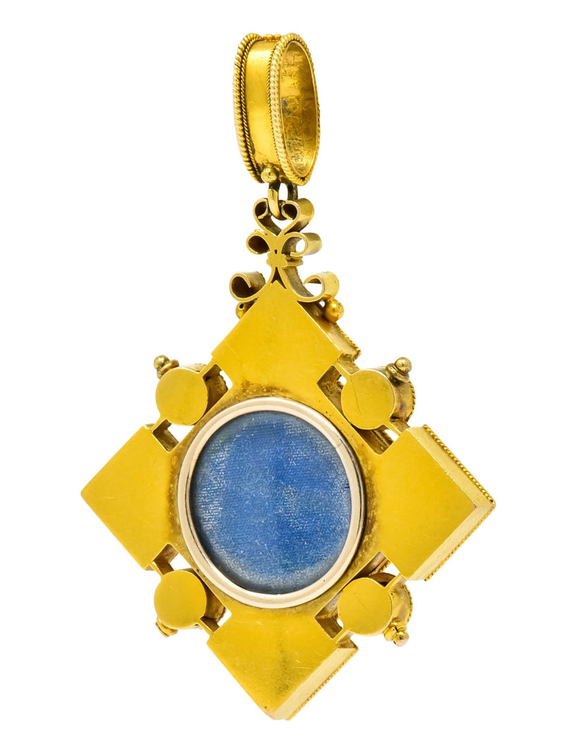 Victorian Etruscan Revival Natural Pearl 18 Karat Gold Pendant - Wilson's Estate Jewelry