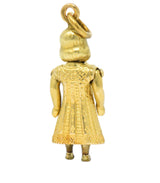 Victorian French 18 Karat Gold Articulate Girl in Fancy Dress Charm Wilson's Estate Jewelry