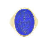 Victorian French Lapis Lazuli Intaglio 18 Karat Gold Signet Ring Wilson's Estate Jewelry