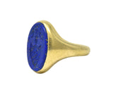 Victorian French Lapis Lazuli Intaglio 18 Karat Gold Signet Ring Wilson's Estate Jewelry