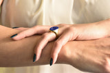 Victorian French Lapis Lazuli Intaglio 18 Karat Gold Signet Ring Wilson's Estate Jewelry
