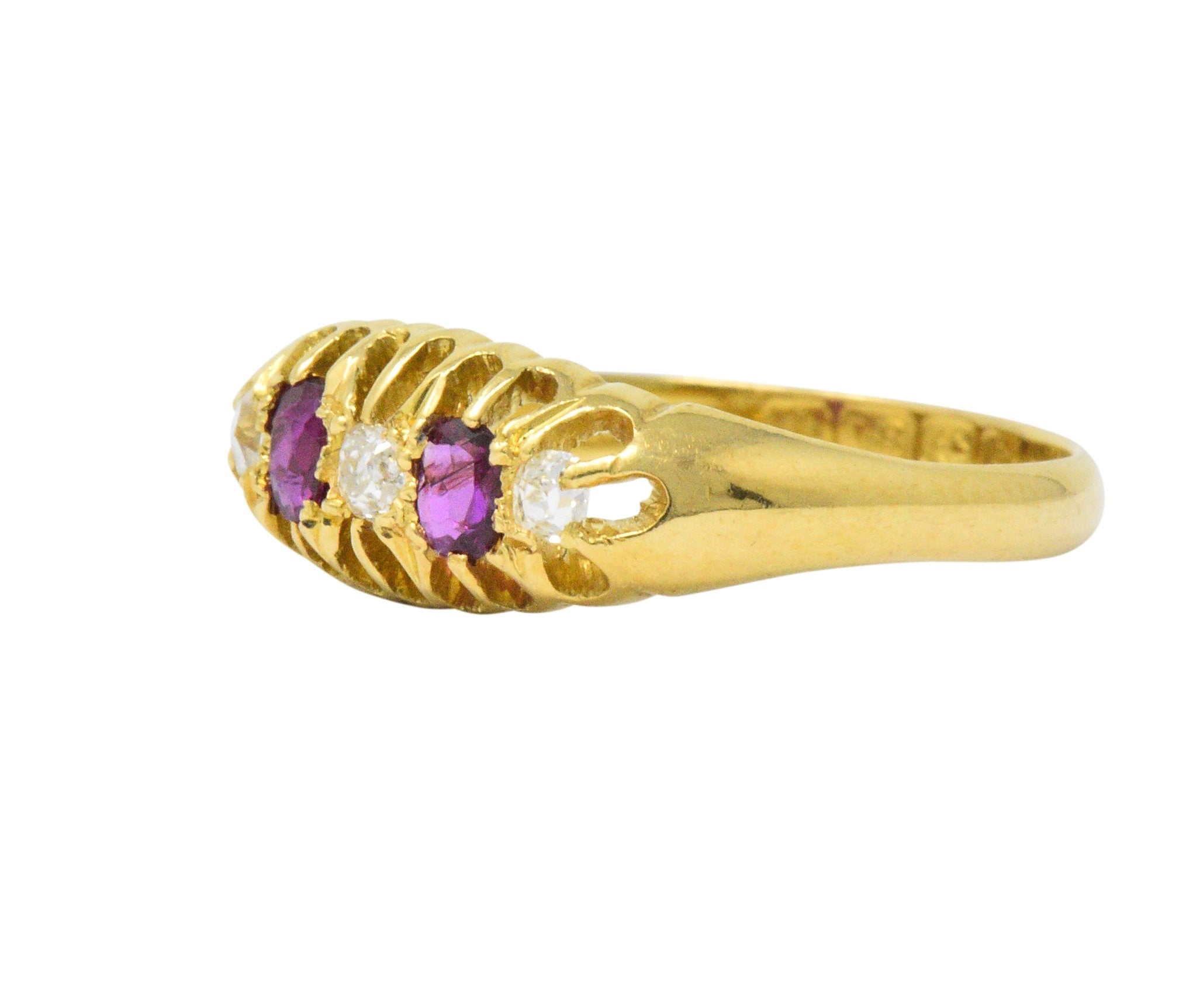 Victorian H.W.L. 0.40 CTW Diamond Ruby 18 Karat Gold Ring Wilson's Estate Jewelry