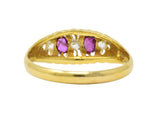 Victorian H.W.L. 0.40 CTW Diamond Ruby 18 Karat Gold Ring Wilson's Estate Jewelry