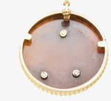 Victorian Hardstone Diamond Ruby Gold Roman Soldier Cameo Pendant Necklace Wilson's Estate Jewelry