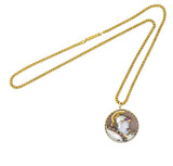 Victorian Hardstone Diamond Ruby Gold Roman Soldier Cameo Pendant Necklace Wilson's Estate Jewelry