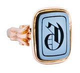 Victorian Hardstone Intaglio 14 Karat Rose Gold Lettered Signet Ring - Wilson's Estate Jewelry