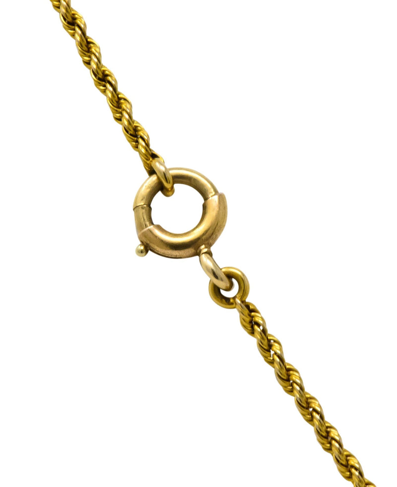Victorian Jade Seed Pearl 14 Karat Gold 48 Inch Station Necklace - Wilson's Estate Jewelry