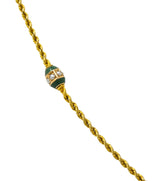 Victorian Jade Seed Pearl 14 Karat Gold 48 Inch Station Necklace - Wilson's Estate Jewelry