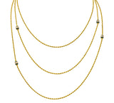 Victorian Jade Seed Pearl 14 Karat Gold 48 Inch Station Necklace - Wilson's Estate Jewelry