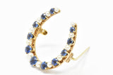 Victorian Montana Sapphire and Natural Pearl 14K Yellow Gold Horseshoe Pin Brooch Wilson's Estate Jewelry