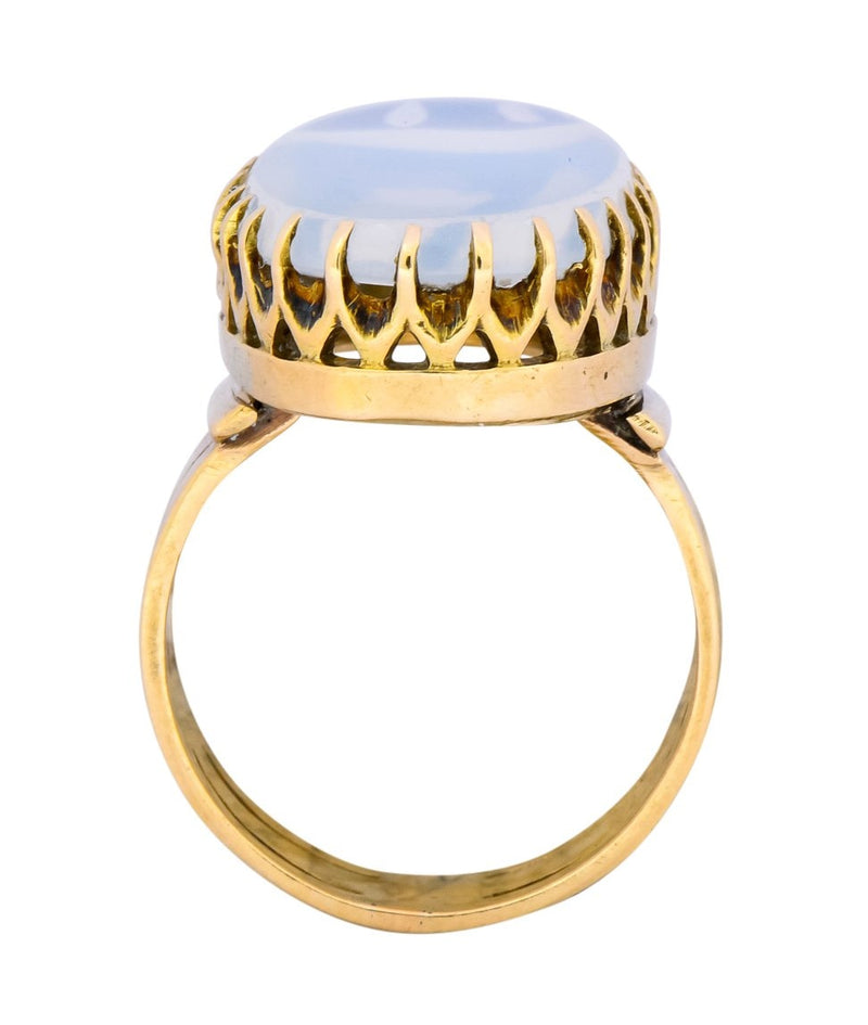 Victorian Moonstone 14 Karat Yellow Gold Ring - Wilson's Estate Jewelry