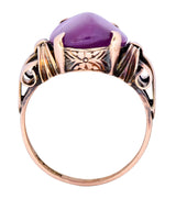 Victorian Natural Ruby 14 Karat Gold Scrolled Dinner Ring GIA - Wilson's Estate Jewelry