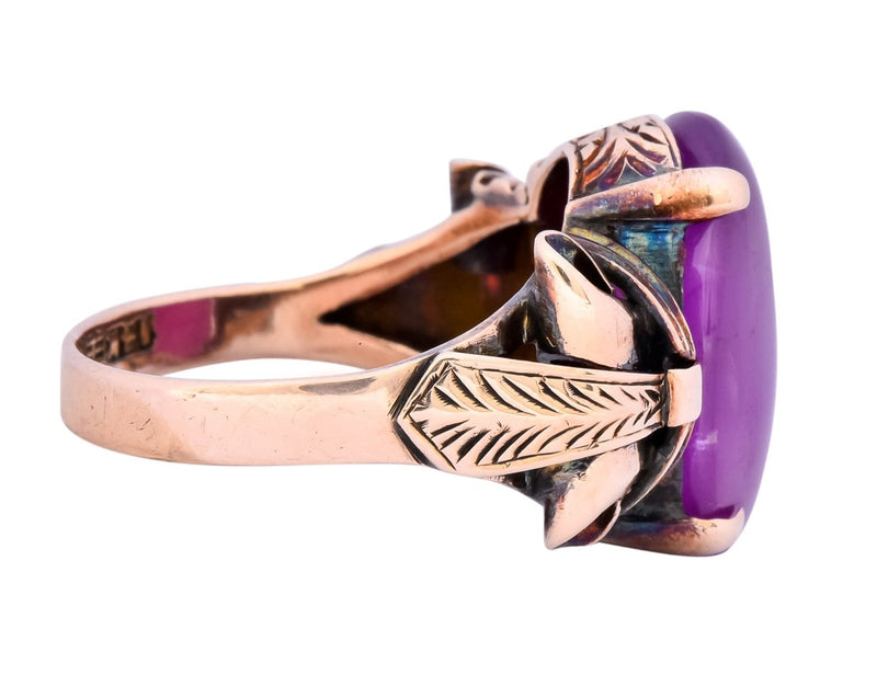 Victorian Natural Ruby 14 Karat Gold Scrolled Dinner Ring GIA - Wilson's Estate Jewelry