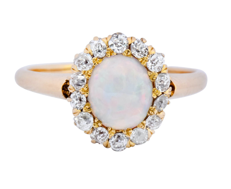 Victorian Opal Diamond 18 Karat Rose Gold Cluster Ring Circa 1900 ...
