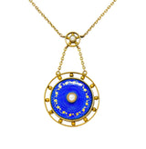 Victorian Pearl Enamel 14 Karat Yellow Gold Pendant Necklace - Wilson's Estate Jewelry