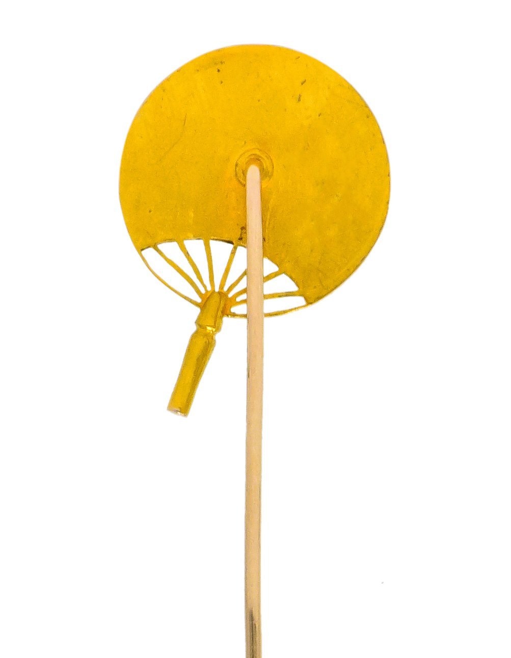 Victorian Platinum 14 Karat Gold Mixed Metal Japanese Uchiwa Fan Stickpin - Wilson's Estate Jewelry