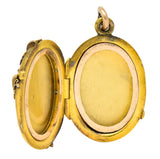 Victorian Platinum 14 Karat Tri-Color Gold Flower Leaf Locket - Wilson's Estate Jewelry