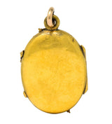 Victorian Platinum 14 Karat Tri-Color Gold Flower Leaf Locket - Wilson's Estate Jewelry
