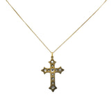 Victorian Rose Cut Diamond 14 Karat Gold Unisex Cross Pendant - Wilson's Estate Jewelry