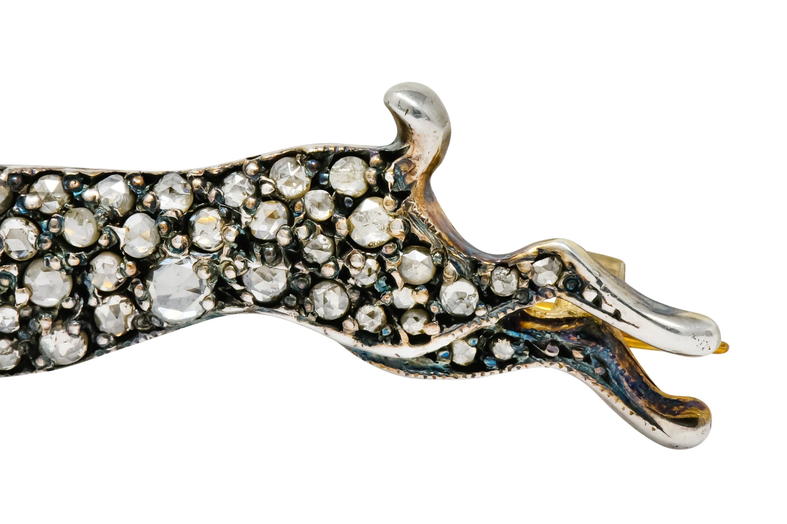Victorian Rose Cut Diamond Silver-Topped Leaping Rabbit Hare Brooch - Wilson's Estate Jewelry
