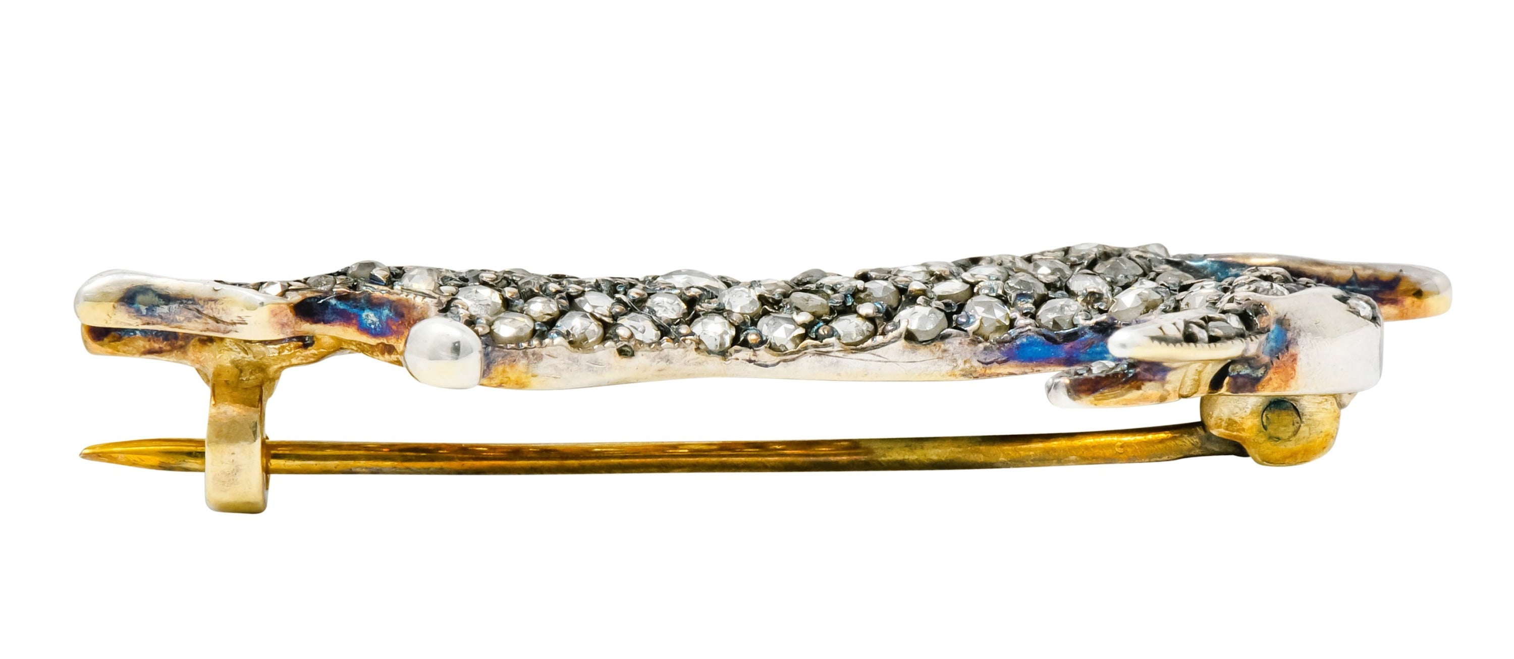 Victorian Rose Cut Diamond Silver-Topped Leaping Rabbit Hare Brooch - Wilson's Estate Jewelry